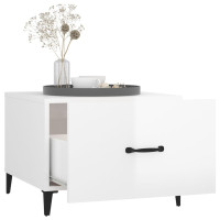 Produktbild för Soffbord med metallben vit högglans 50x50x40 cm