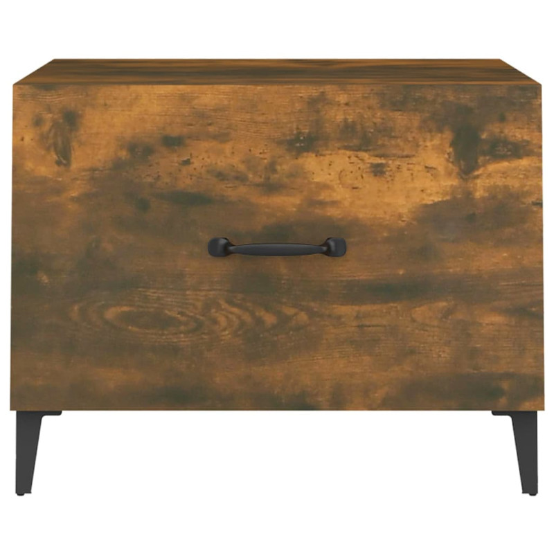 Produktbild för Soffbord med metallben rökfärgad ek 50x50x40 cm
