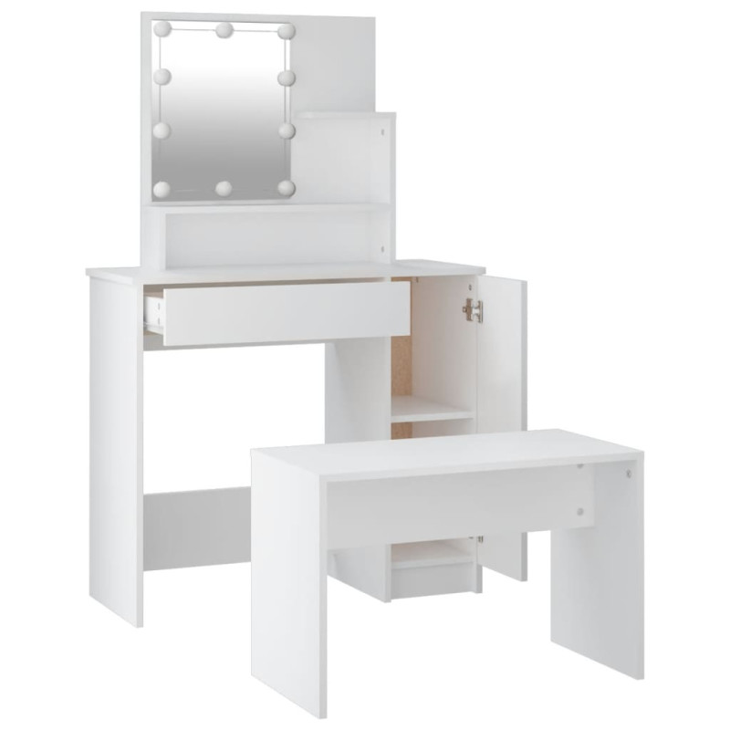 Produktbild för Sminkbord LED vit konstruerat trä