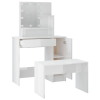 Produktbild för Sminkbord LED vit högglans konstruerat trä