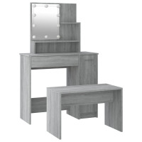 Produktbild för Sminkbord LED grå sonoma konstruerat trä