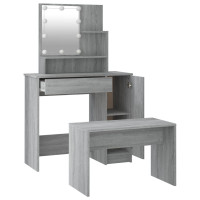 Produktbild för Sminkbord LED grå sonoma konstruerat trä