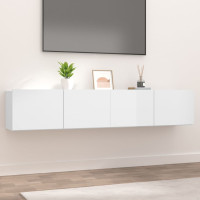 Miniatyr av produktbild för TV-bänk 2 st vit högglans 80x30x30 cm konstruerat trä