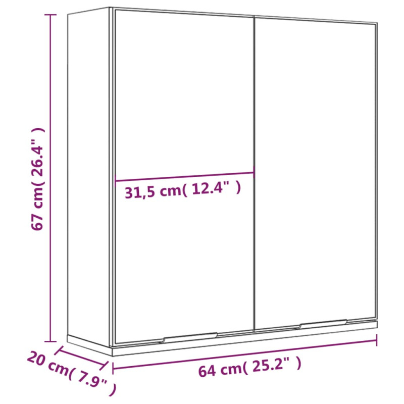 Produktbild för Spegelskåp sonoma-ek 64x20x67 cm