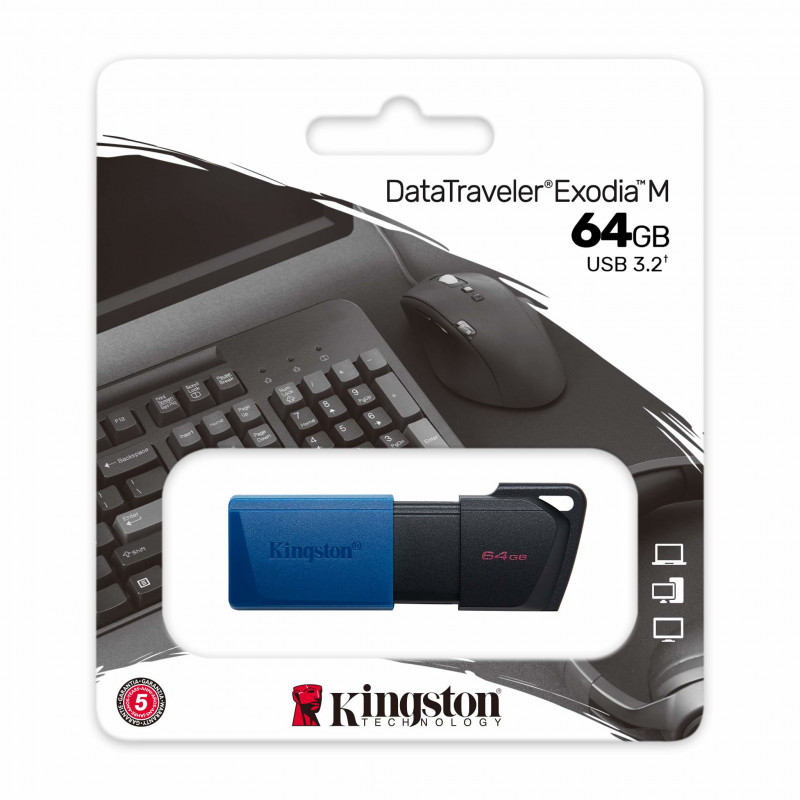 Produktbild för Kingston Technology DataTraveler Exodia M USB-sticka 64 GB USB Type-A 3.2 Gen 1 (3.1 Gen 1) Svart, Blå