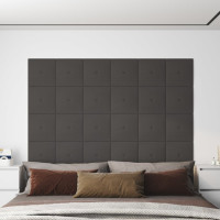 Produktbild för Väggpaneler 12 st mörkgrå 30x30 cm tyg 1,08 m²