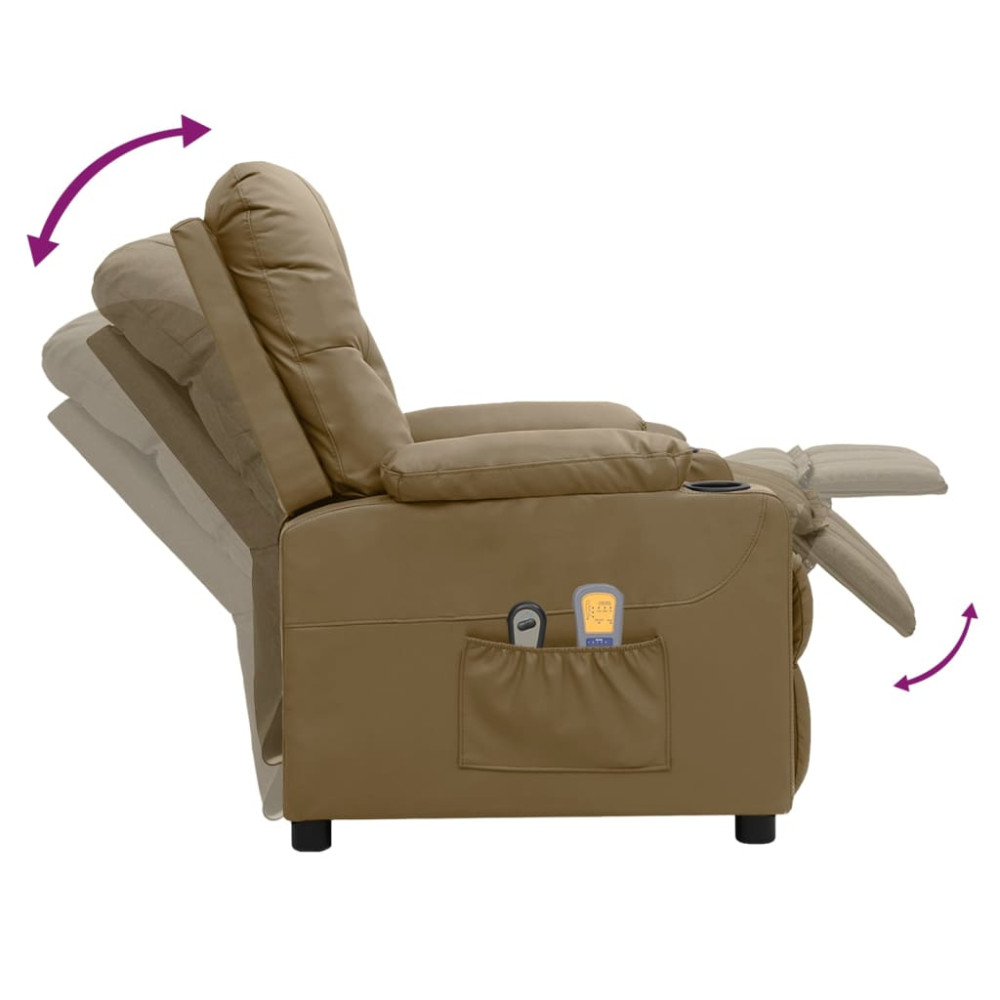 Produktbild för Elektrisk massagefåtölj cappuccino konstläder