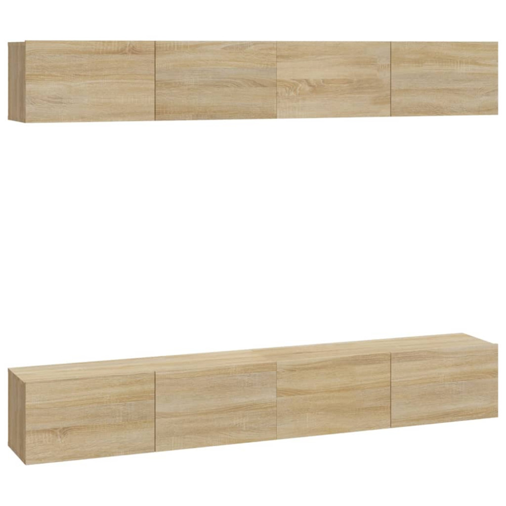 Produktbild för Väggmonterade tv-bänkar 4 delar sonoma-ek 100x30x30 cm