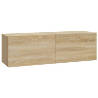 Produktbild för Väggmonterade tv-bänkar 4 delar sonoma-ek 100x30x30 cm