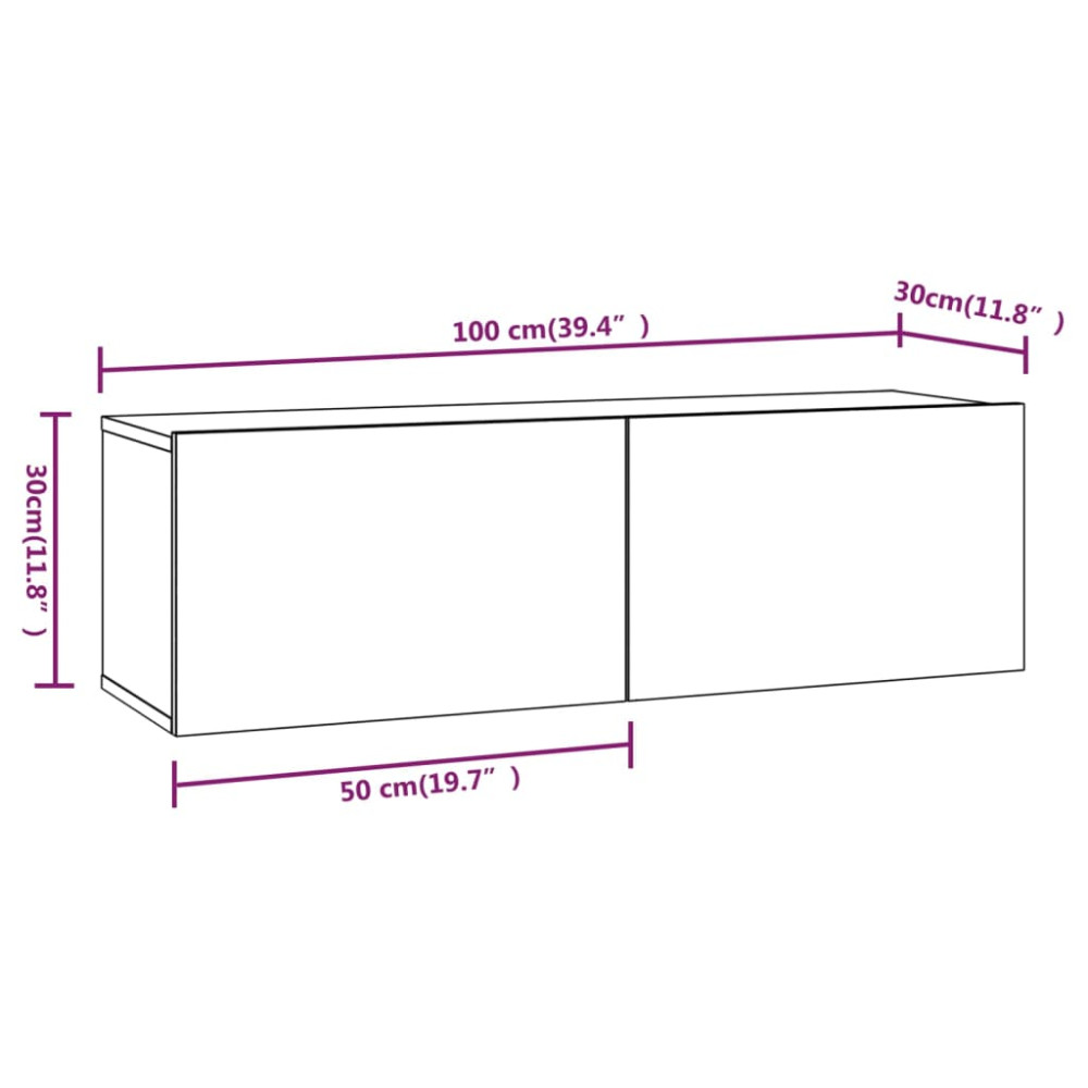 Produktbild för Väggmonterade tv-bänkar 4 delar sonoma-ek 100x30x30 cm