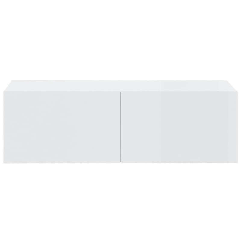 Produktbild för Väggmonterade tv-bänkar 4 st vit högglans 100x30x30 cm
