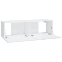 Miniatyr av produktbild för Väggmonterade tv-bänkar 4 st vit högglans 100x30x30 cm