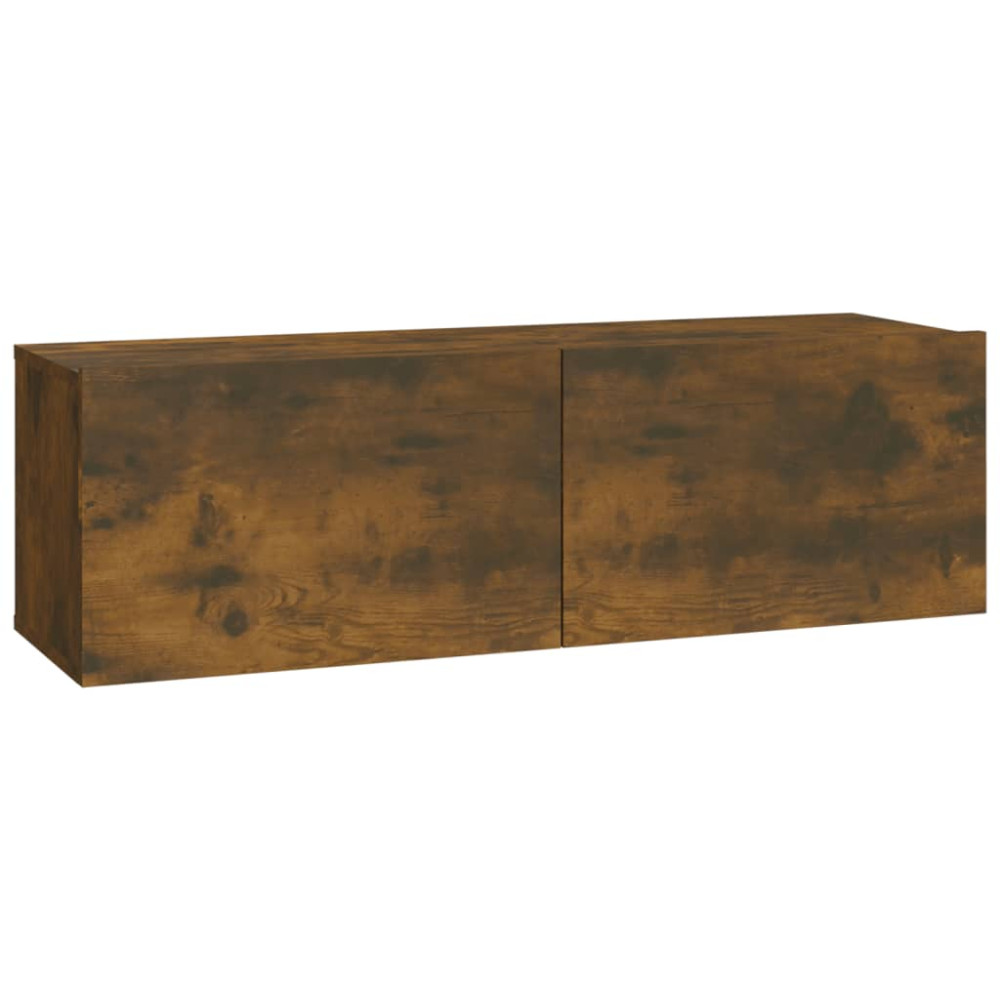Produktbild för Väggmonterade tv-bänkar 4 delar rökfärgad ek 100x30x30 cm