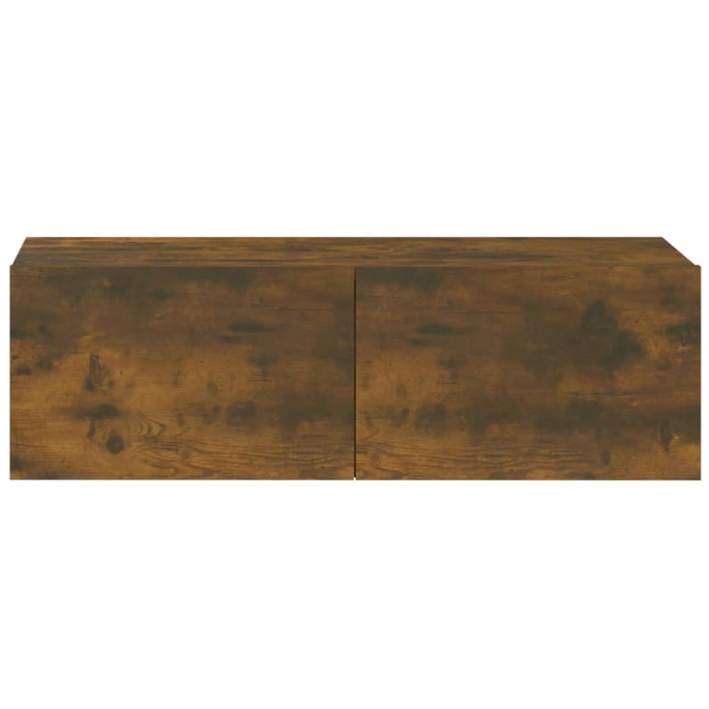 Produktbild för Väggmonterade tv-bänkar 4 delar rökfärgad ek 100x30x30 cm