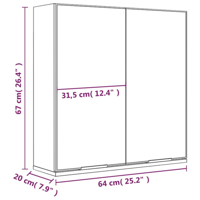 Produktbild för Spegelskåp brun ek 64x20x67 cm