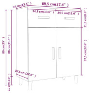 Produktbild för Skänk vit 69,5x34x89 cm konstruerat trä