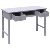 Miniatyr av produktbild för Skrivbord grå 108x45x76 cm massivt kejsarträ