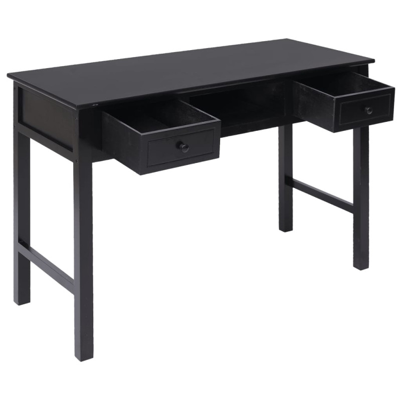 Produktbild för Skrivbord svart 108x45x76 cm massivt kejsarträ