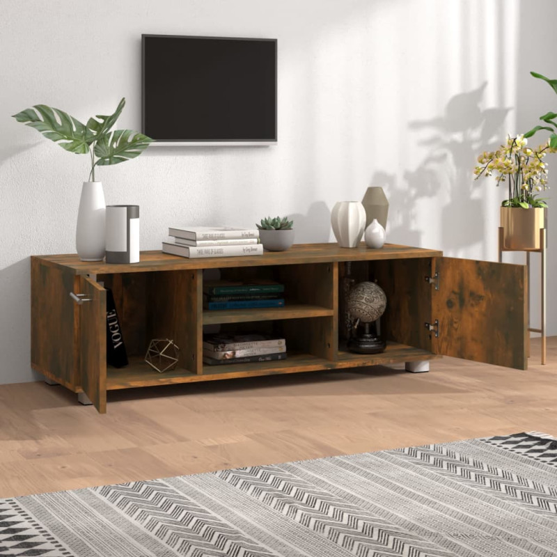 Produktbild för Tv-bänk rökfärgad ek 110x40x35 cm konstruerat trä