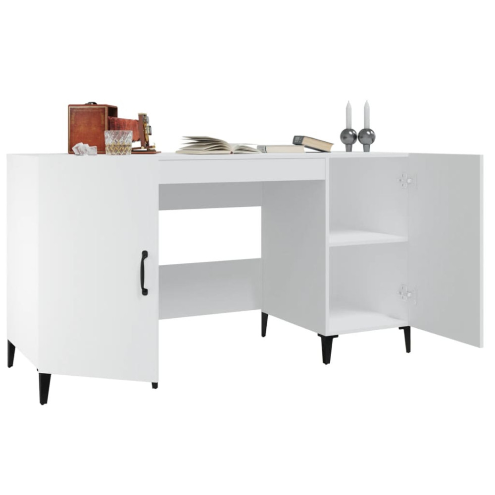 Produktbild för Skrivbord vit 140x50x75 cm konstruerat trä