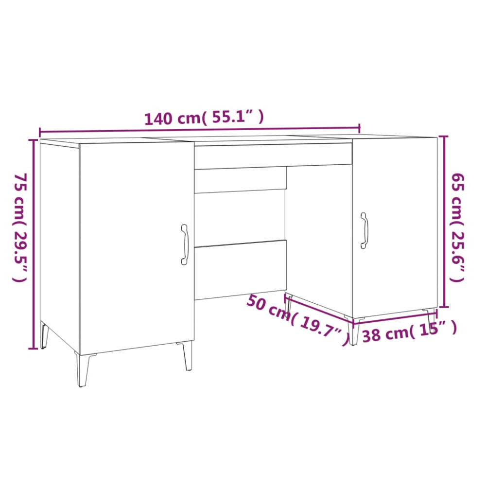 Produktbild för Skrivbord vit 140x50x75 cm konstruerat trä