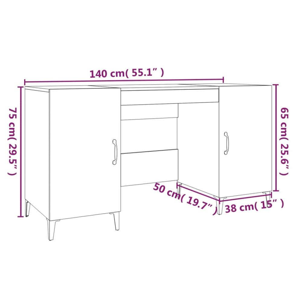 Produktbild för Skrivbord sonoma-ek 140x50x75 cm konstruerat trä