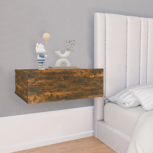 vidaXL Svävande sängbord rökfärgad ek 40x30x15 cm konstruerat trä