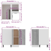 Produktbild för Köksskåp grå sonoma 75,5x75,5x80,5 cm konstruerat trä
