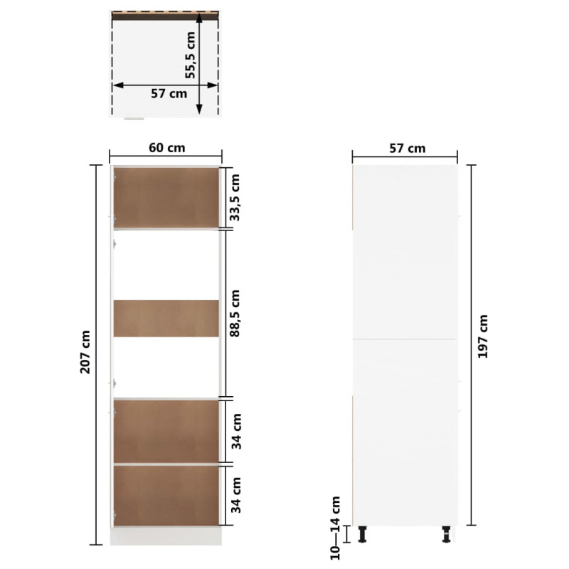Produktbild för Skåp för kylskåp rökfärgad ek 60x57x207 cm konstruerat trä