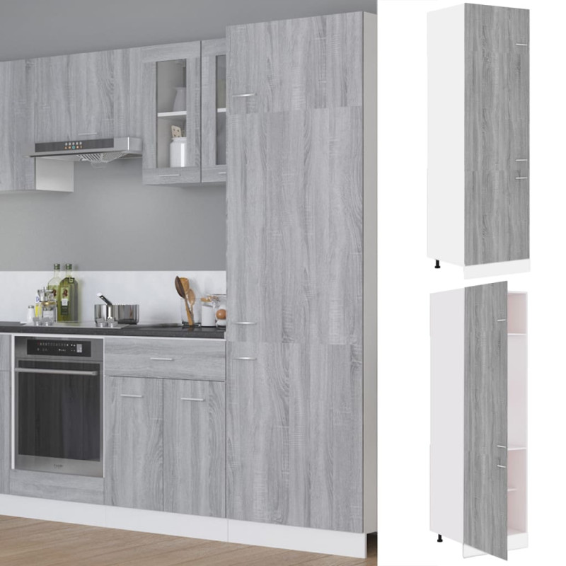 Produktbild för Skåp för kylskåp grå sonoma 60x57x207 cm konstruerat trä