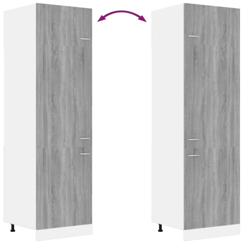 Produktbild för Skåp för kylskåp grå sonoma 60x57x207 cm konstruerat trä