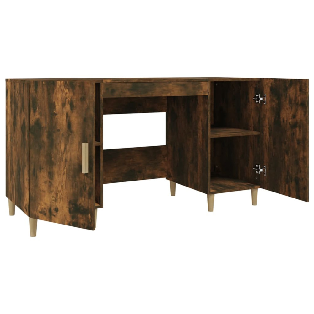 Produktbild för Skrivbord rökfärgad ek 140x50x75 cm konstruerat trä