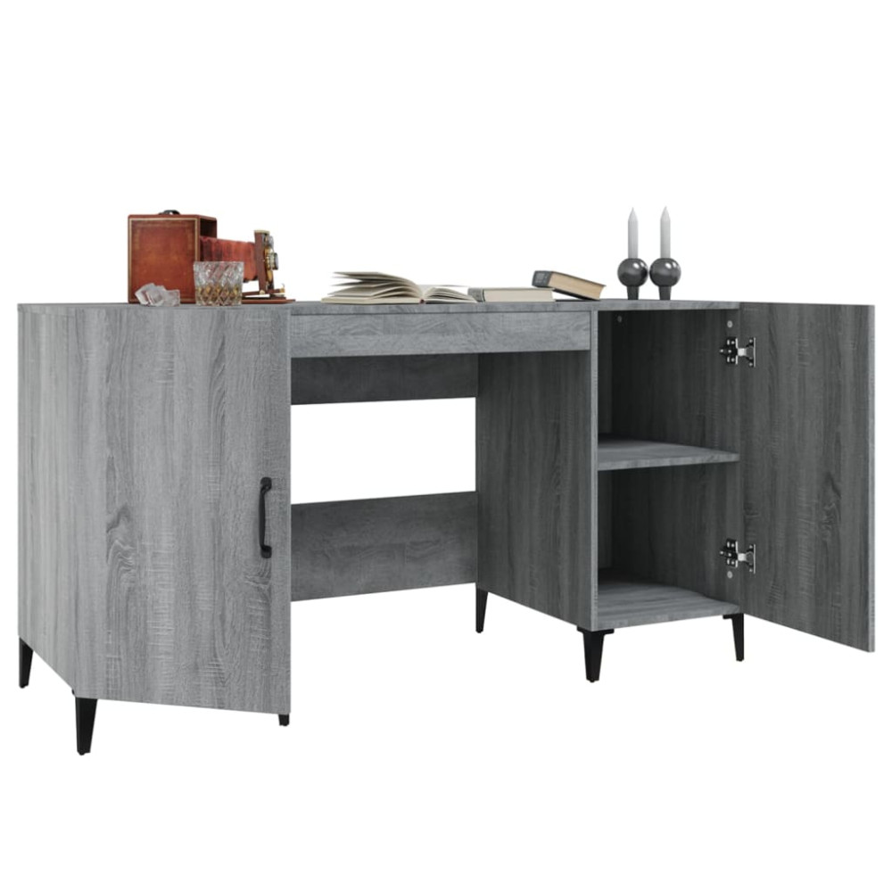 Produktbild för Skrivbord grå sonoma 140x50x75 cm konstruerat trä