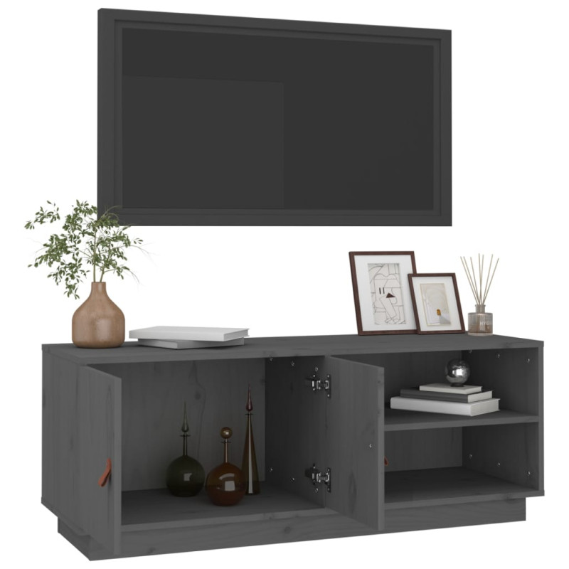 Produktbild för Tv-bänk grå 105x34x40 cm massiv furu