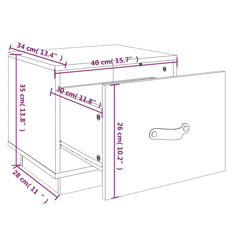 Produktbild för Sängbord 2 st grå 40x34x35 cm massiv furu