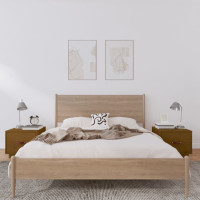 Miniatyr av produktbild för Sängbord 2 st honungsbrun 40x34x35 cm massiv furu