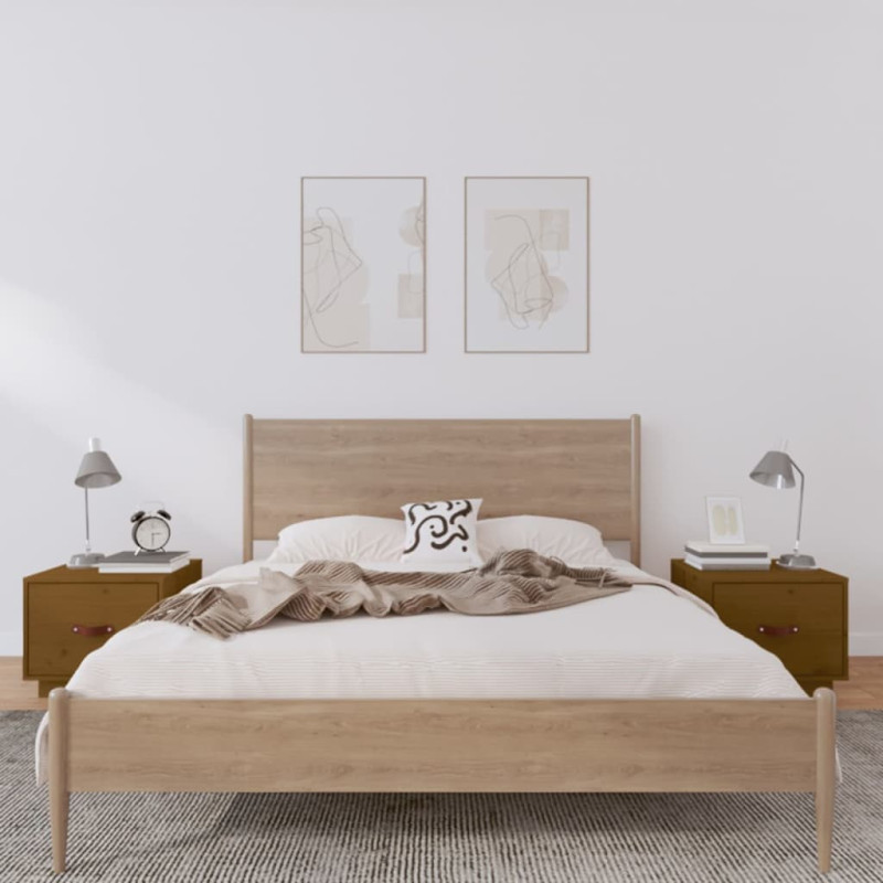 Produktbild för Sängbord 2 st honungsbrun 40x34x35 cm massiv furu