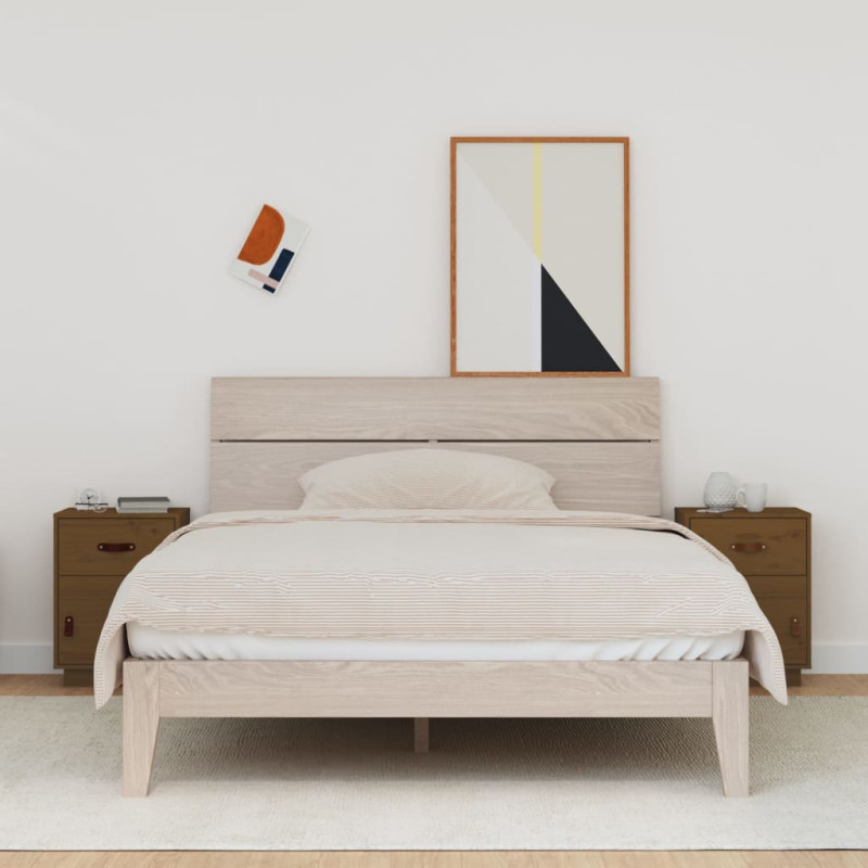 Produktbild för Sängbord 2 st honungsbrun 40x34x55 cm massiv furu