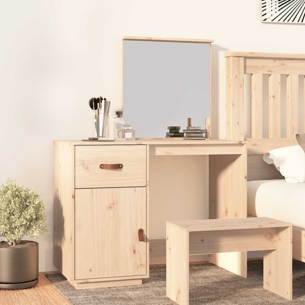 Produktbild för Sminkbord 95x50x134 cm massiv furu
