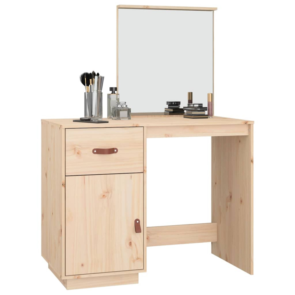 Produktbild för Sminkbord 95x50x134 cm massiv furu