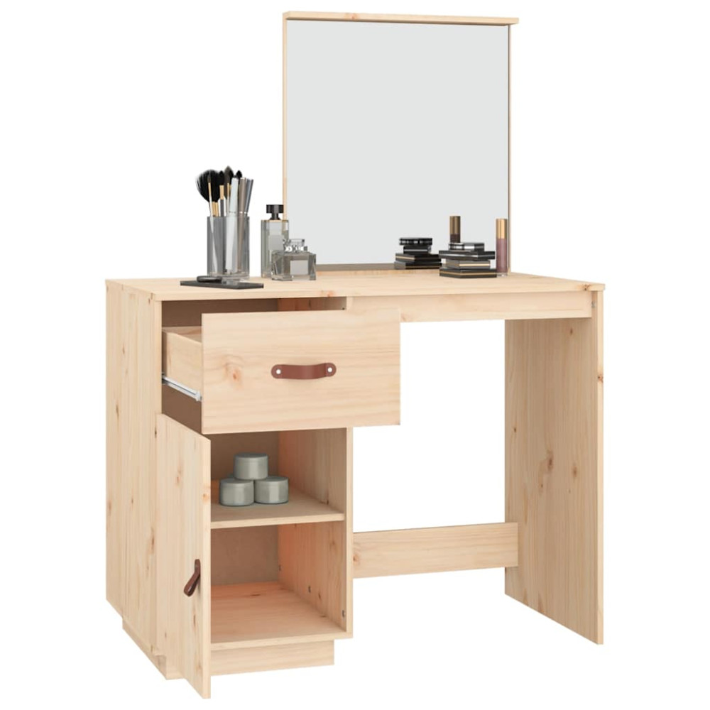 Produktbild för Sminkbord 95x50x134 cm massiv furu