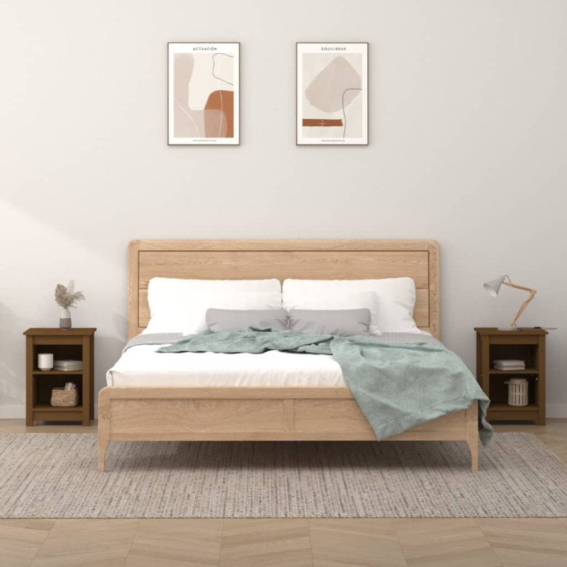 Produktbild för Sängbord 2 st honungsbrun 40x35x55 cm massiv furu