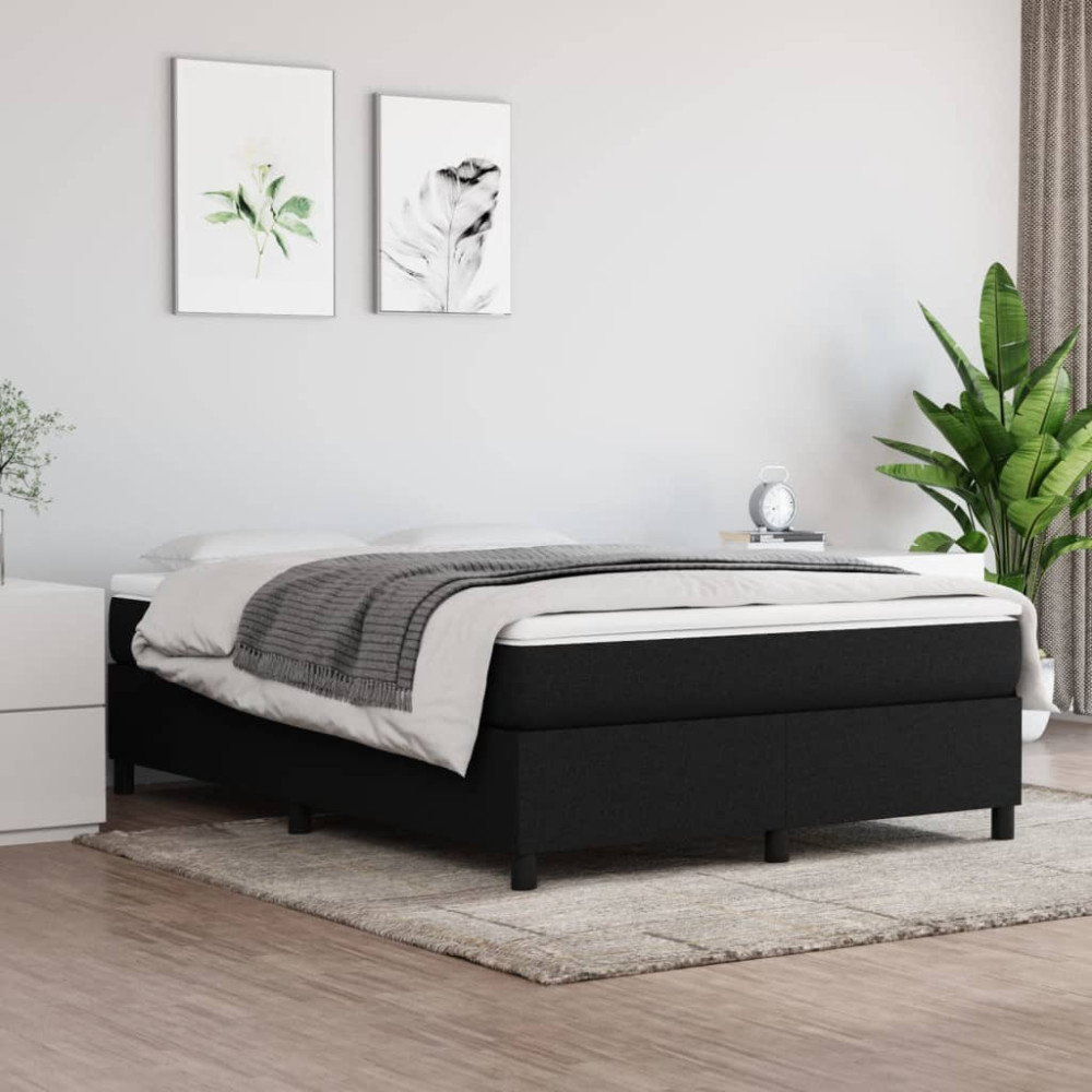 Produktbild för Boxspring-sängram svart 140x190 cm tyg