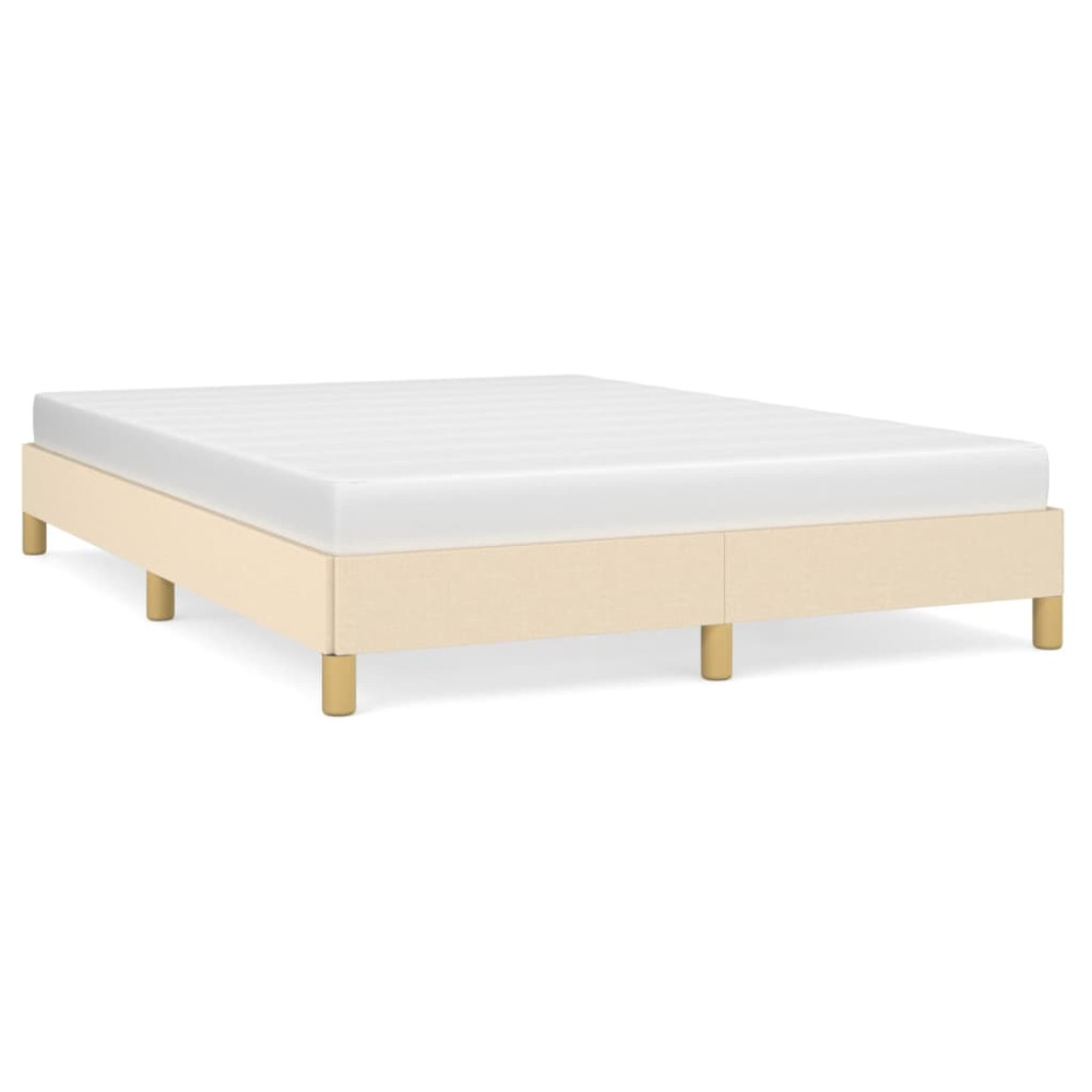 Produktbild för Sängram utan madrass gräddvit 140x190 cm tyg