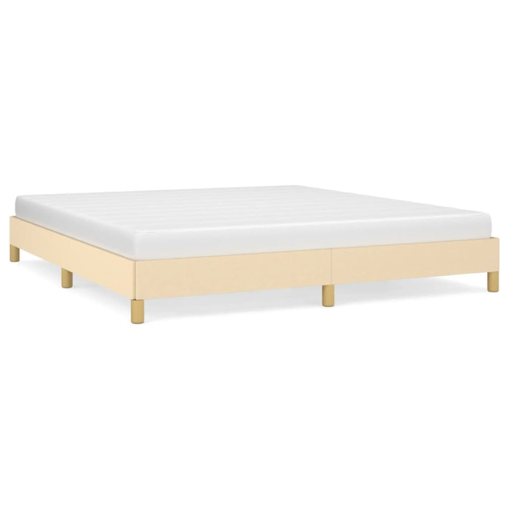 Produktbild för Sängram utan madrass gräddvit 180x200 cm tyg