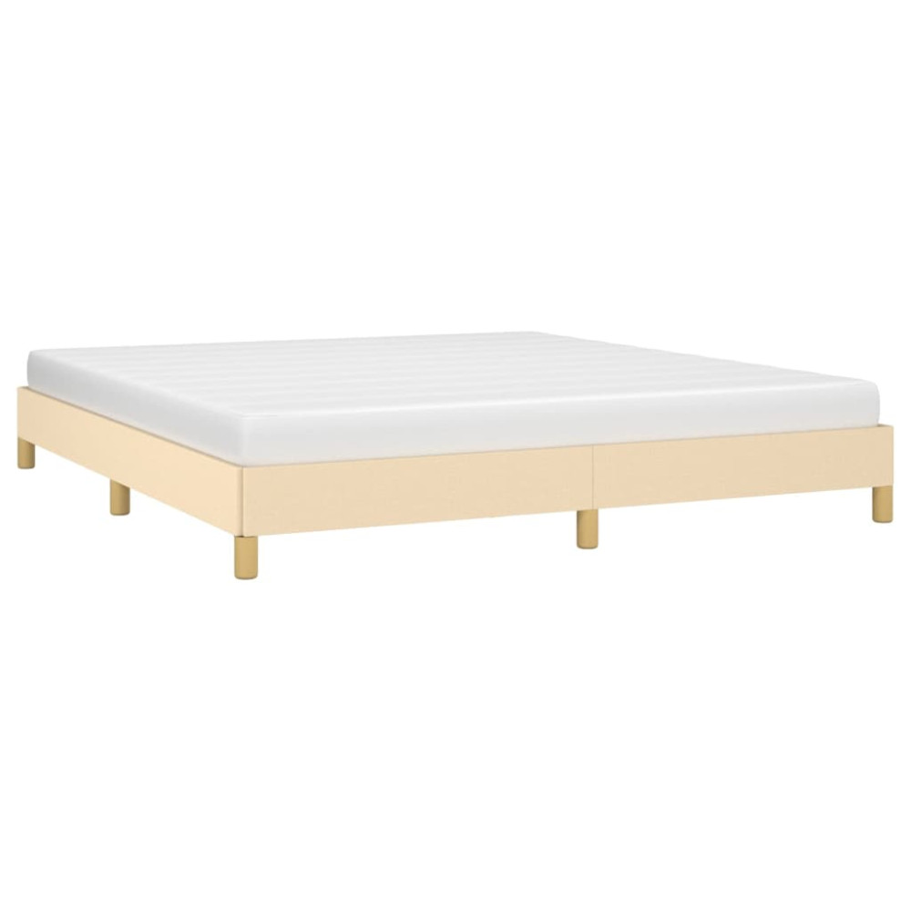 Produktbild för Sängram utan madrass gräddvit 180x200 cm tyg
