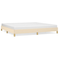 Produktbild för Sängram utan madrass gräddvit 200x200 cm tyg