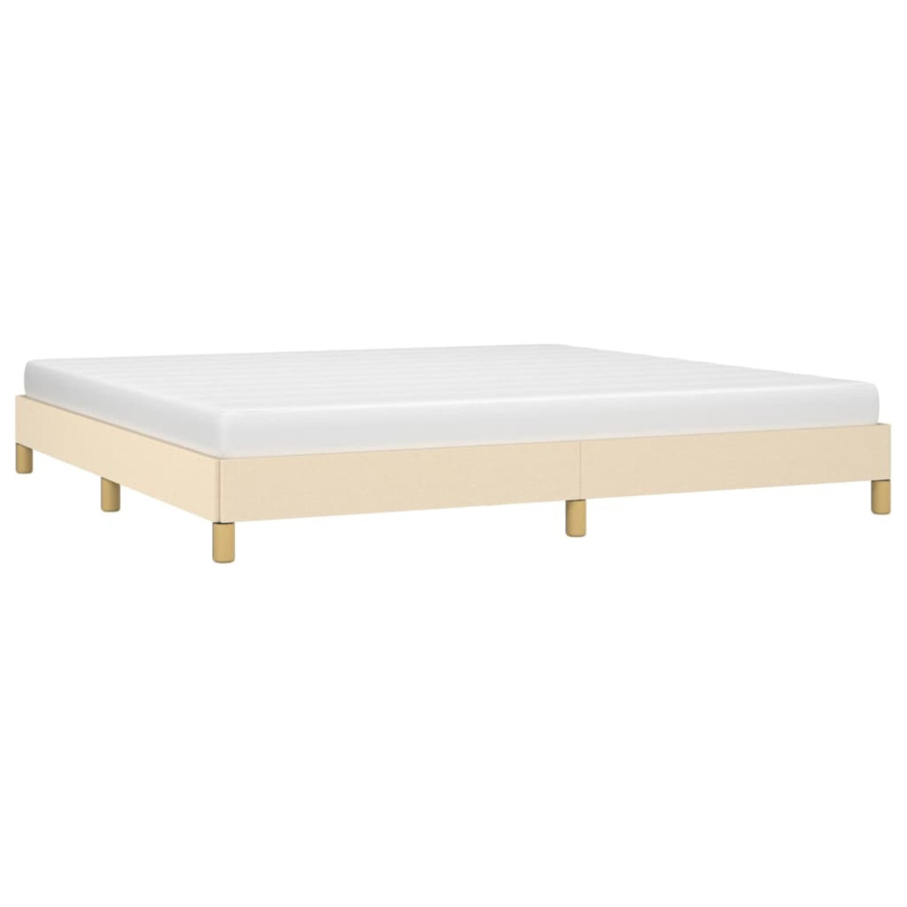 Produktbild för Sängram utan madrass gräddvit 200x200 cm tyg