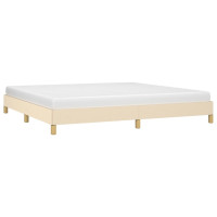 Produktbild för Sängram utan madrass gräddvit 200x200 cm tyg