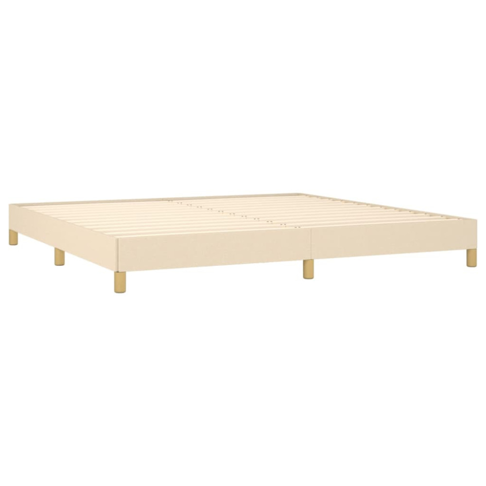 Produktbild för Sängram utan madrass gräddvit 200x200 cm tyg